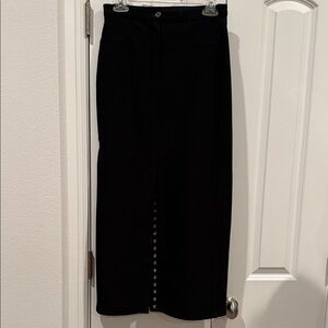 Chic Black Pencil Skirt with Snap Detail